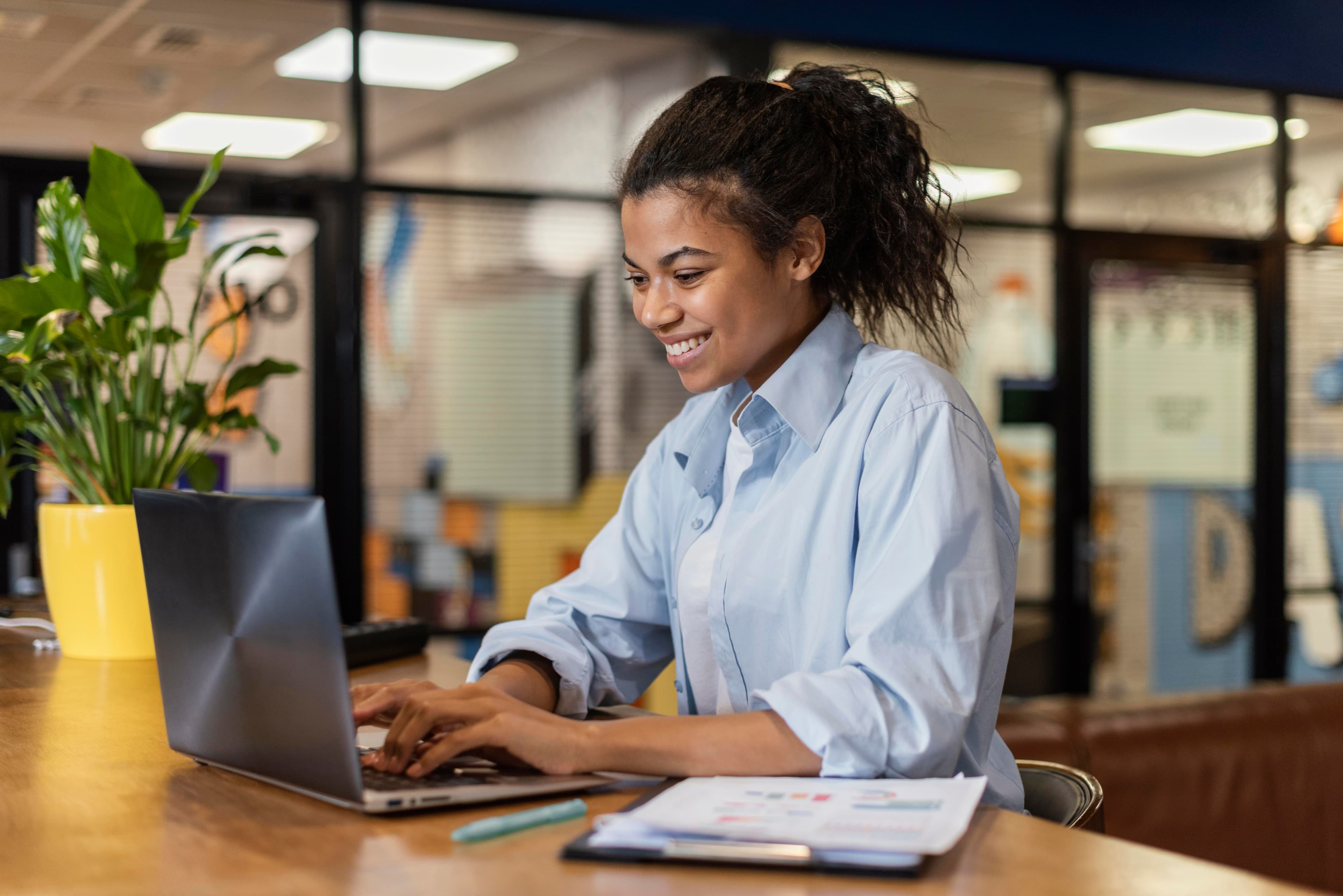 Woman working with laptop